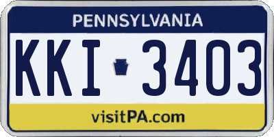 PA license plate KKI3403