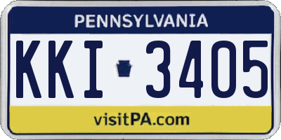 PA license plate KKI3405