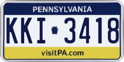 PA license plate KKI3418