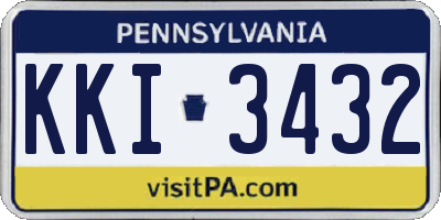 PA license plate KKI3432
