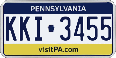 PA license plate KKI3455