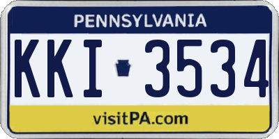 PA license plate KKI3534