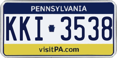 PA license plate KKI3538