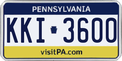 PA license plate KKI3600
