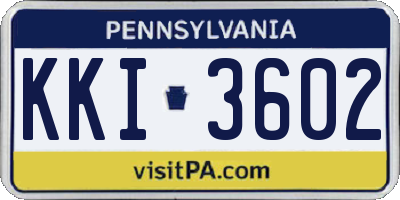 PA license plate KKI3602