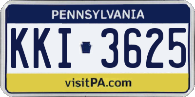 PA license plate KKI3625