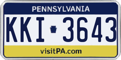 PA license plate KKI3643