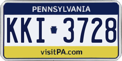 PA license plate KKI3728