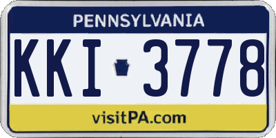 PA license plate KKI3778