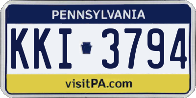 PA license plate KKI3794