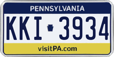 PA license plate KKI3934