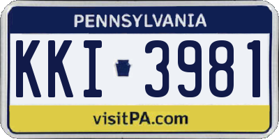 PA license plate KKI3981