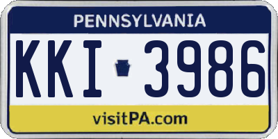 PA license plate KKI3986