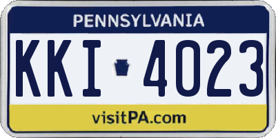 PA license plate KKI4023