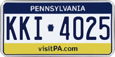 PA license plate KKI4025