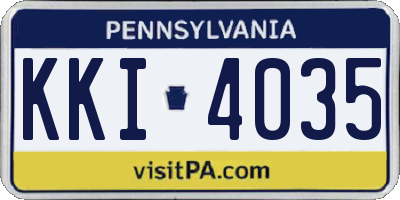 PA license plate KKI4035