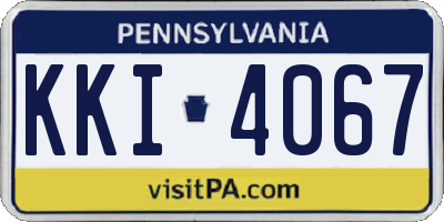 PA license plate KKI4067