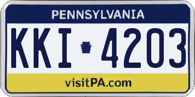 PA license plate KKI4203