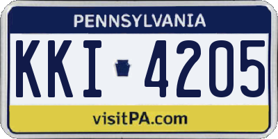 PA license plate KKI4205