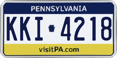 PA license plate KKI4218