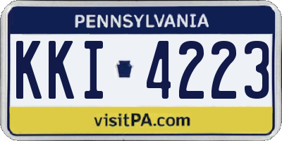 PA license plate KKI4223