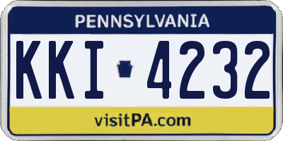 PA license plate KKI4232