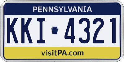 PA license plate KKI4321