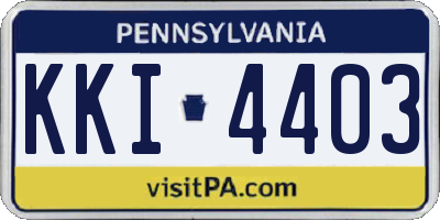 PA license plate KKI4403