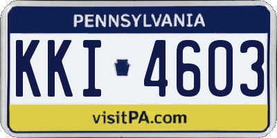 PA license plate KKI4603