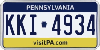 PA license plate KKI4934
