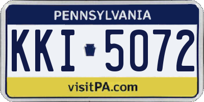 PA license plate KKI5072