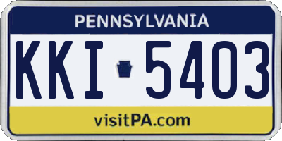 PA license plate KKI5403