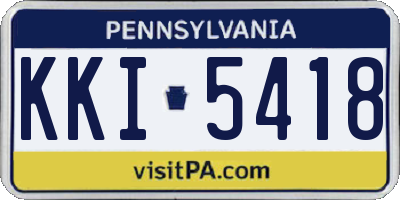 PA license plate KKI5418