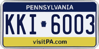 PA license plate KKI6003