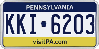 PA license plate KKI6203
