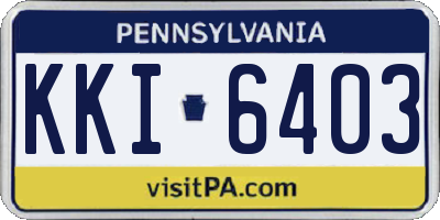 PA license plate KKI6403