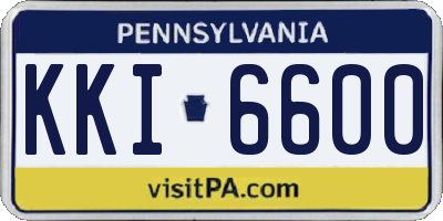 PA license plate KKI6600