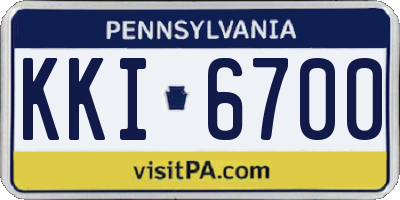 PA license plate KKI6700