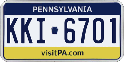 PA license plate KKI6701