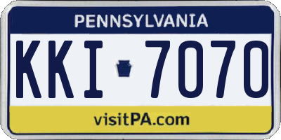 PA license plate KKI7070