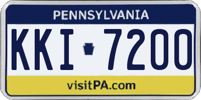 PA license plate KKI7200