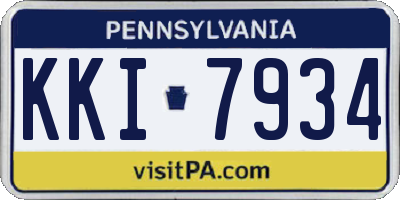 PA license plate KKI7934