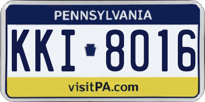 PA license plate KKI8016