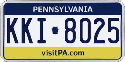 PA license plate KKI8025