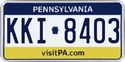 PA license plate KKI8403