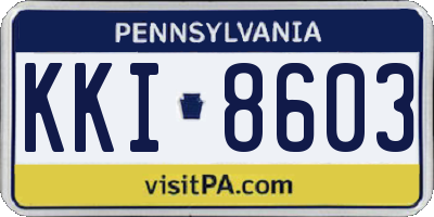 PA license plate KKI8603