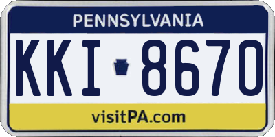 PA license plate KKI8670