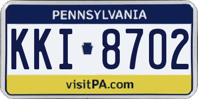 PA license plate KKI8702
