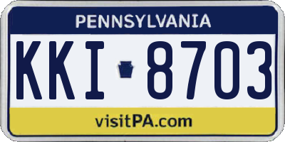 PA license plate KKI8703