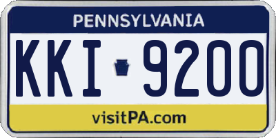 PA license plate KKI9200